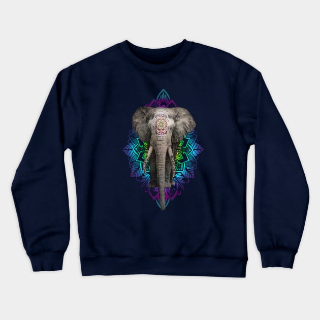 Elephant Mandala Crewneck Sweatshirt by Exosam